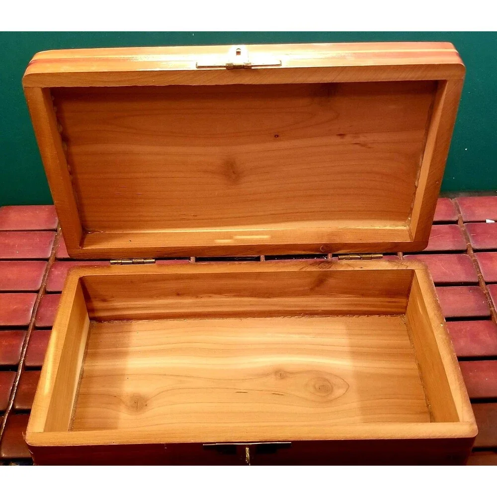 Vintage New Hampshire Souvenir Cedar Jewelry Box Mid Century Retro 8